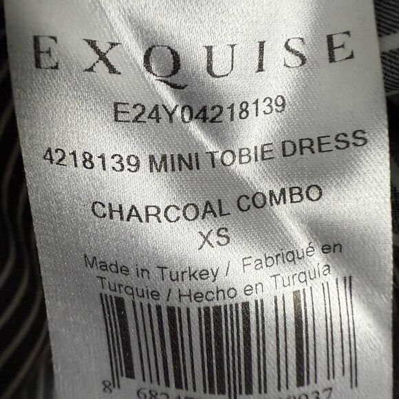 Anthropologie EXQUISE Mini Tobie Shirtdress Dress Charcoal Combo Stripe XS - Picture 12 of 13